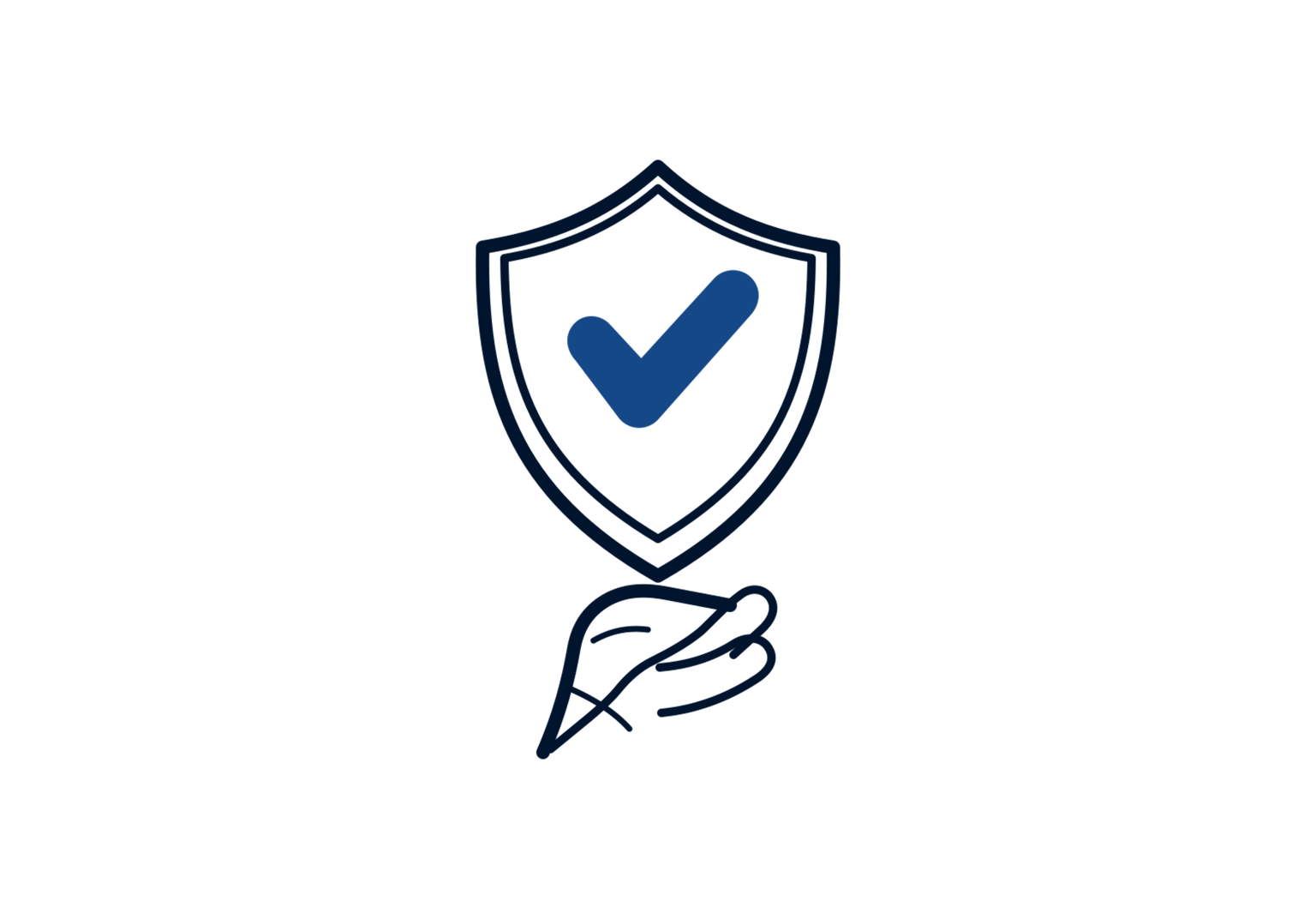 Getekend schild met vinkje als symbool voor vergund en verzekerd